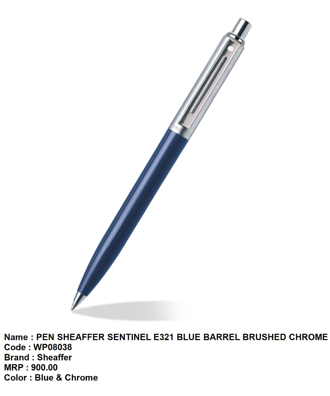 Pen sheaffer sentinel E321 blue barrel brushed chrome